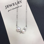 Six‑Pointed Star Multi‑Shell‑Pearl Pendant Necklace, Dainty Women Clavicle Chain