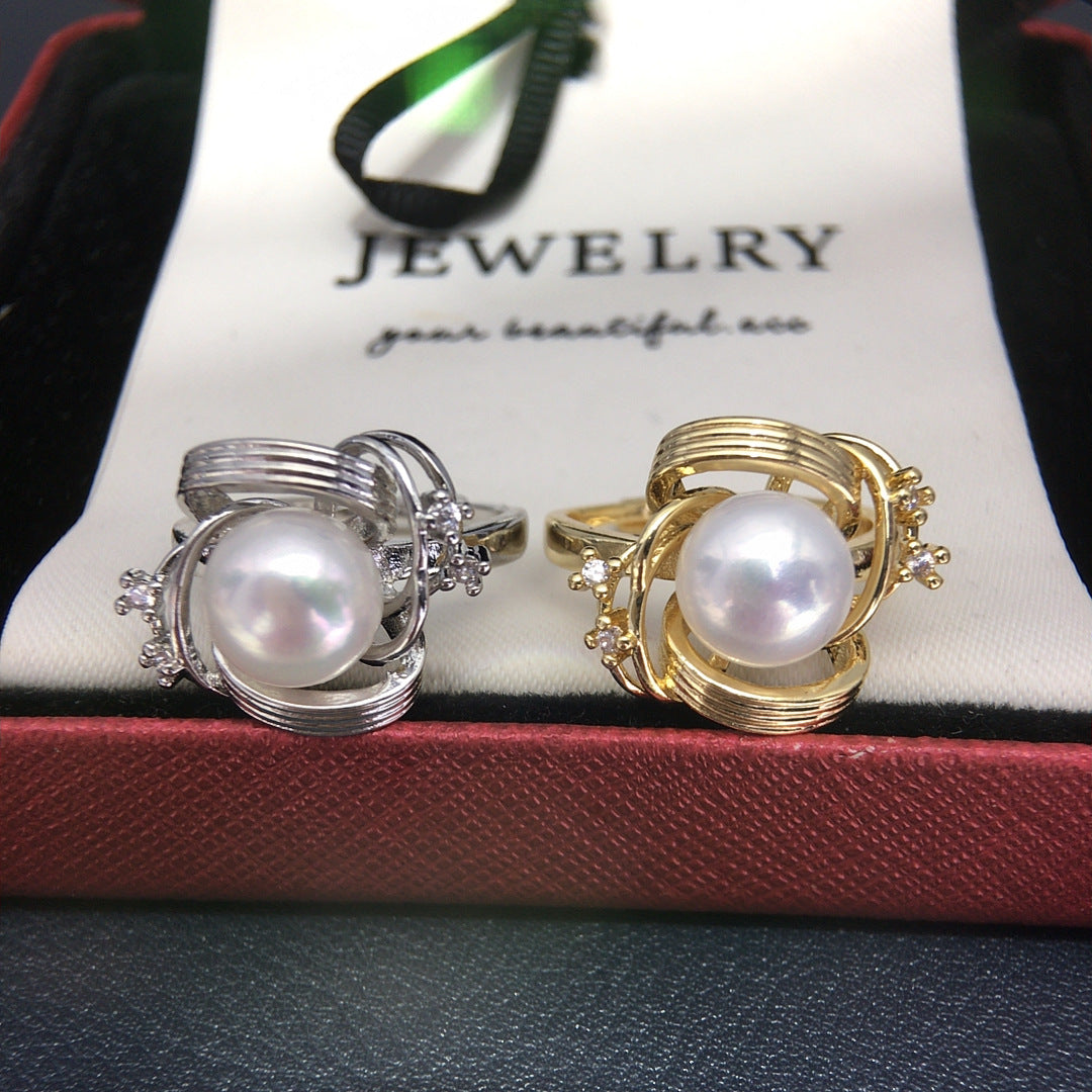 Twisted Shell Pearl Ring, Fashion 3D‑Design Women’s Pearl Jewelry