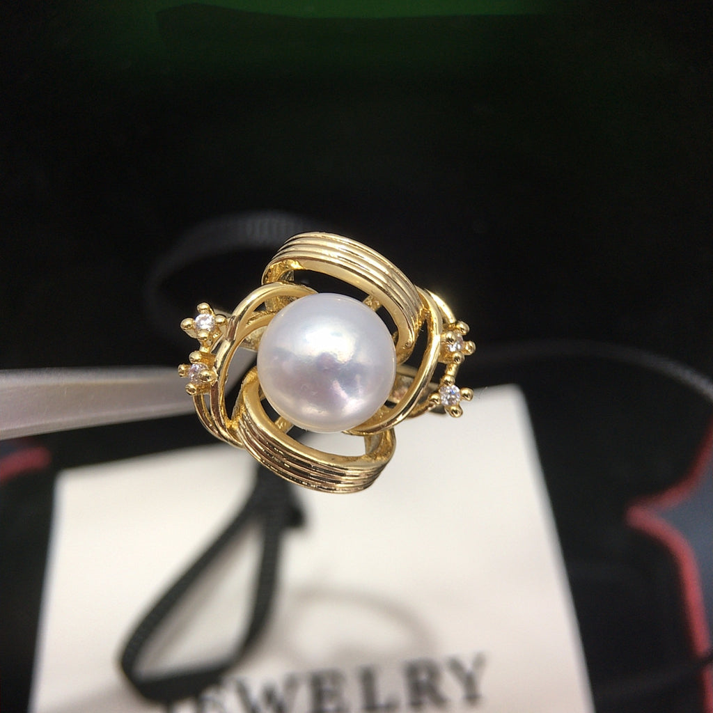 Twisted Shell Pearl Ring, Fashion 3D‑Design Women’s Pearl Jewelry