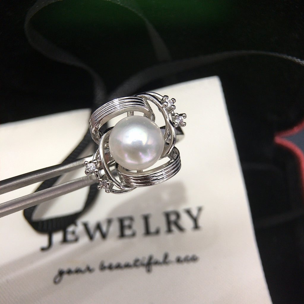 Twisted Shell Pearl Ring, Fashion 3D‑Design Women’s Pearl Jewelry