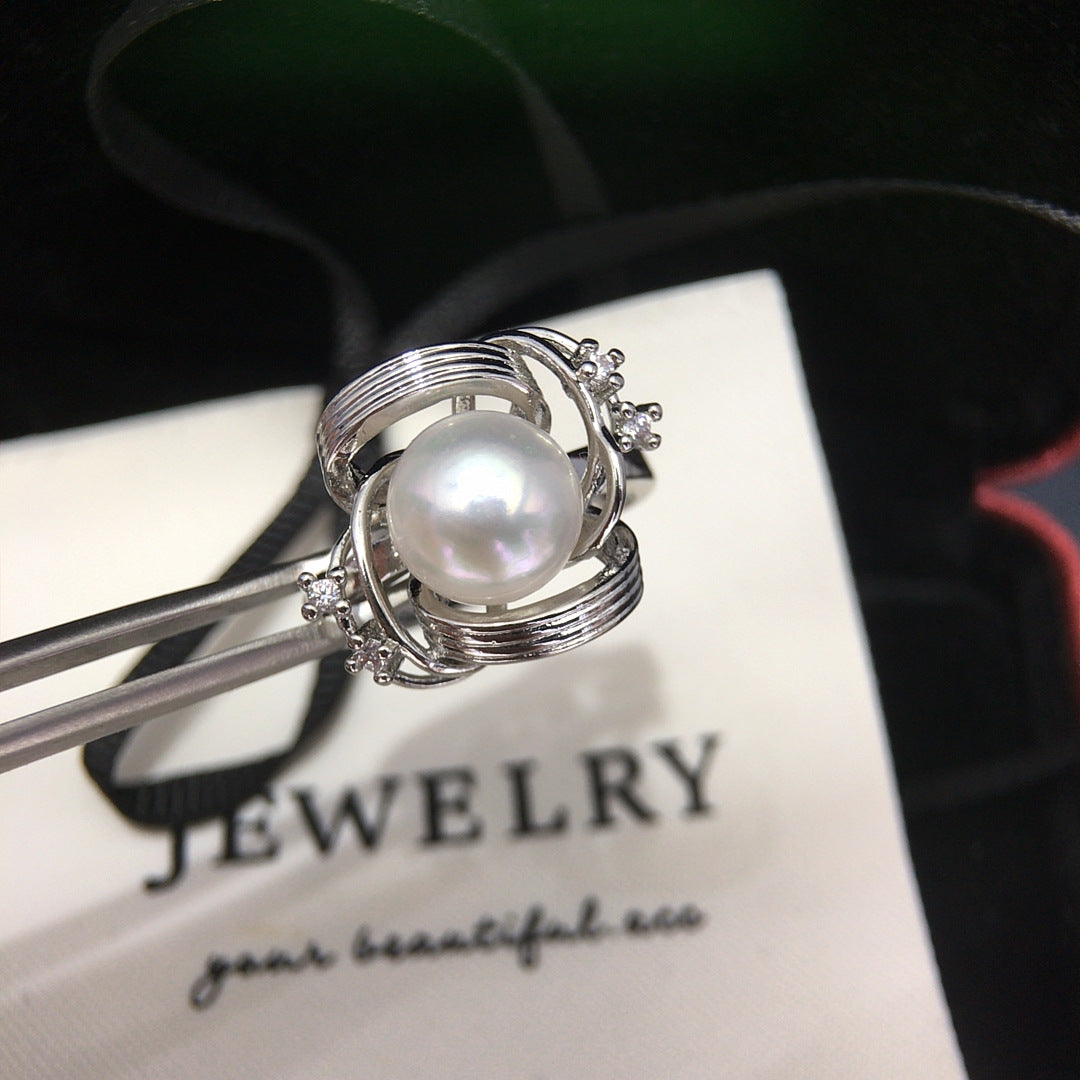 Twisted Shell Pearl Ring, Fashion 3D‑Design Women’s Pearl Jewelry