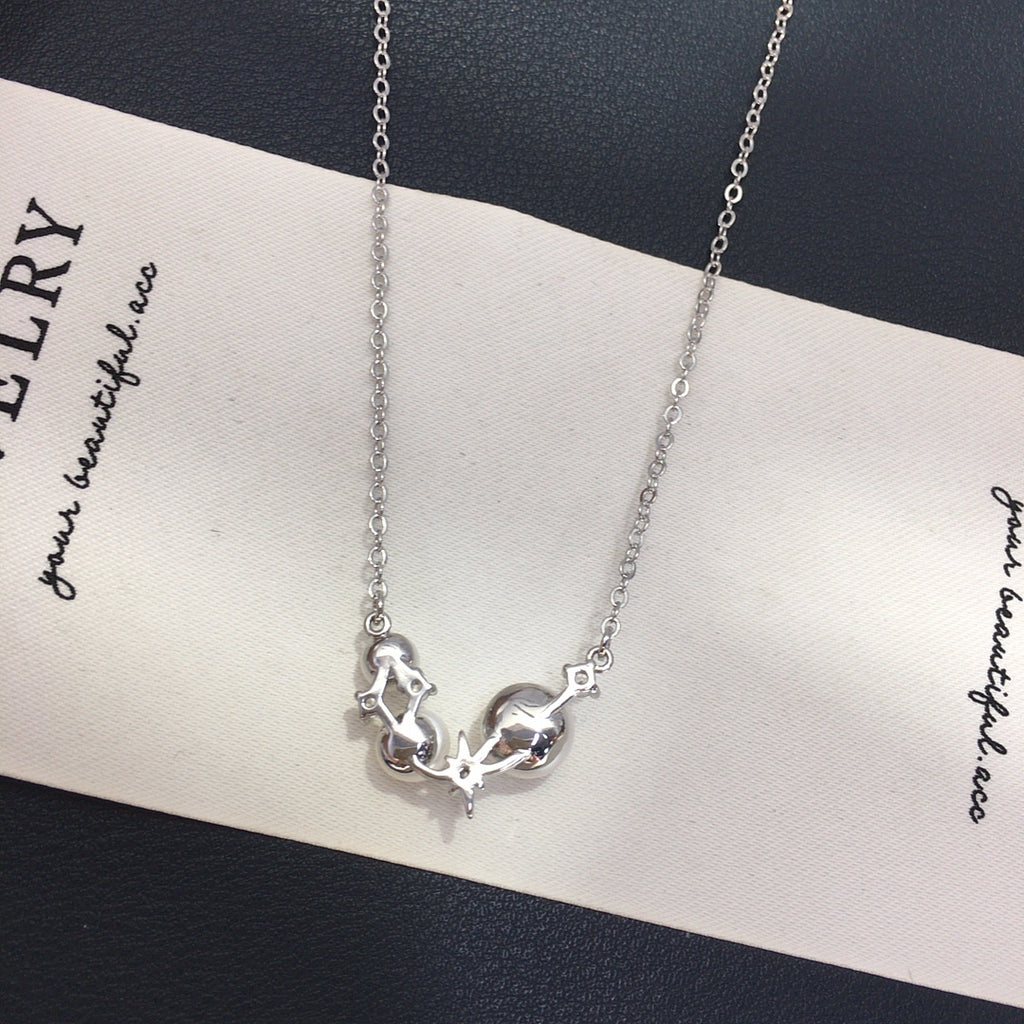 Six‑Pointed Star Multi‑Shell‑Pearl Pendant Necklace, Dainty Women Clavicle Chain