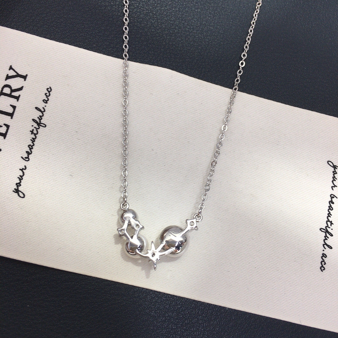 Six‑Pointed Star Multi‑Shell‑Pearl Pendant Necklace, Dainty Women Clavicle Chain