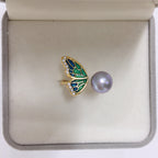 18K Gold‑Plated Butterfly Wing Pearl Ring, Fashion Shell‑Pearl Open Ring for Women
