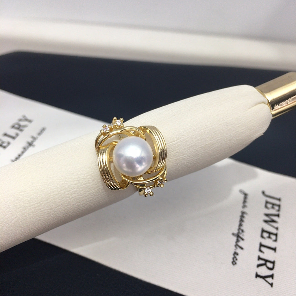 Twisted Shell Pearl Ring, Fashion 3D‑Design Women’s Pearl Jewelry