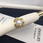 Twisted Shell Pearl Ring, Fashion 3D‑Design Women’s Pearl Jewelry