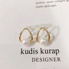 Minimalist Hollow Teardrop Shell Pearl Stud Earrings, 18K Gold‑Tone Plated 925 Sterling Silver Post Elegant Earrings for Women
