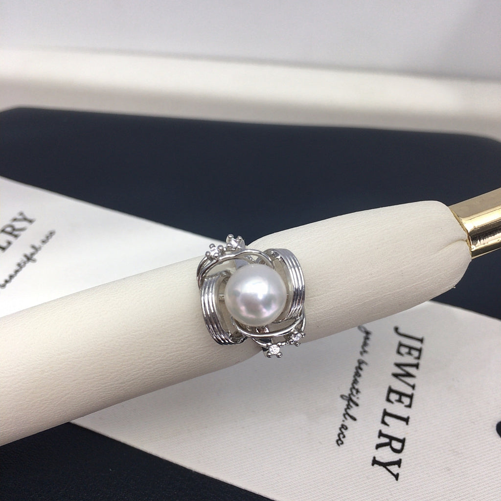 Twisted Shell Pearl Ring, Fashion 3D‑Design Women’s Pearl Jewelry