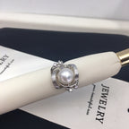 Twisted Shell Pearl Ring, Fashion 3D‑Design Women’s Pearl Jewelry