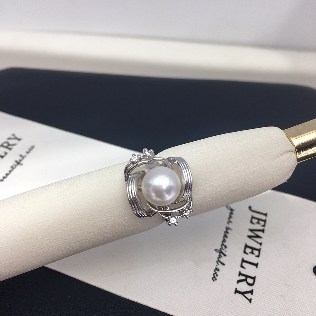 Twisted Shell Pearl Ring, Fashion 3D‑Design Women’s Pearl Jewelry