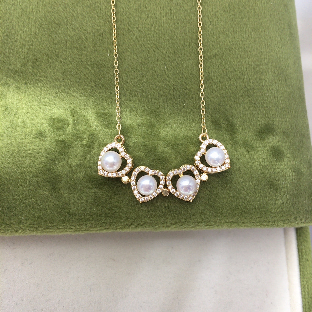 Magnetic Convertible Four‑Leaf‑Clover Shell Pearl Pendant Necklace, Micro‑Pave Cubic Zirconia Two‑Way Wear Women Jewelry