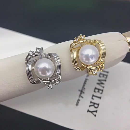 Twisted Shell Pearl Ring, Fashion 3D‑Design Women’s Pearl Jewelry