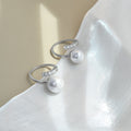 Open‑End Zircon Shell‑Pearl Ring for Women, Minimalist Delicate Adjustable Stacking Ring, Elegant Versatile Fashion Jewelry