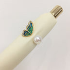18K Gold‑Plated Butterfly Wing Pearl Ring, Fashion Shell‑Pearl Open Ring for Women