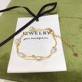 5‑6mm Rice‑Shape Shell Pearl Double Layer Bracelet, 18K Gold Filled Women Hand Jewelry