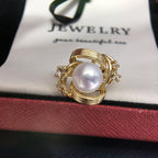Twisted Shell Pearl Ring, Fashion 3D‑Design Women’s Pearl Jewelry