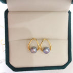 Minimalist Hollow Teardrop Shell Pearl Stud Earrings, 18K Gold‑Tone Plated 925 Sterling Silver Post Elegant Earrings for Women