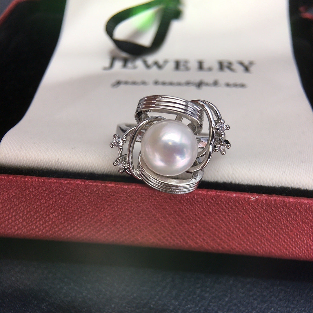 Twisted Shell Pearl Ring, Fashion 3D‑Design Women’s Pearl Jewelry